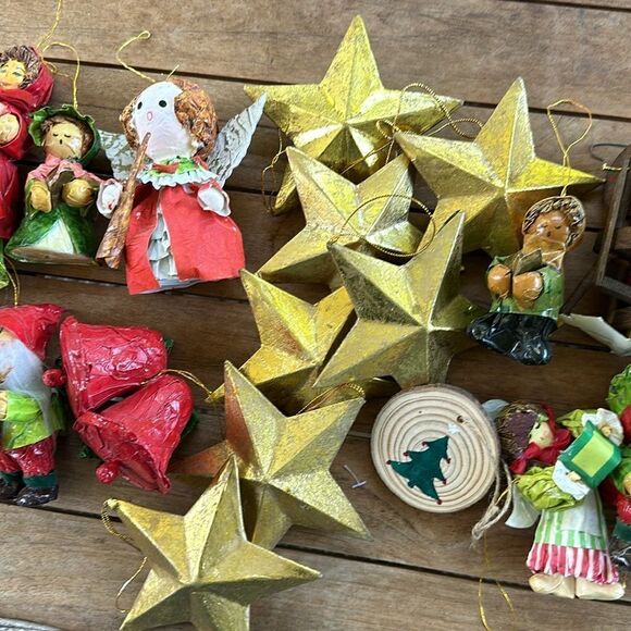 Handmade Whimsical MCM 29 Vintage Christmas Ornaments Decor Bundle - Picture 5 of 6